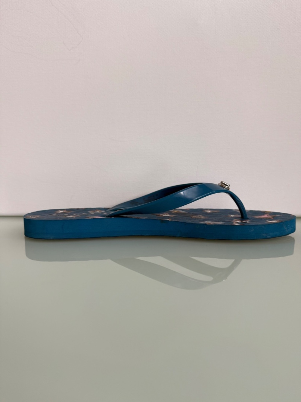 Coach Abbigail Flip Flop Sandals Teal Blue Star Detail Size 7/8 - Picture 4 of 14